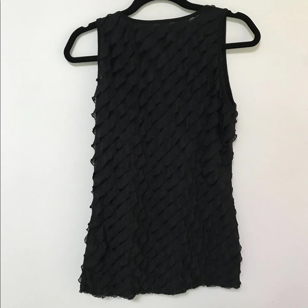 Cache Black Ruffle Top, size M - Picture 3 of 5